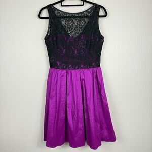 Aidan Mattox Dress Womens 8 Lace Purple Black Whimsigoth Y2K Formal Party